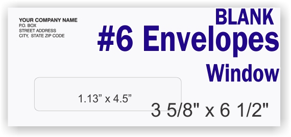 #6 White Business Envelope - Single Window - BLANK #6 White Business Envelope - Single Window - BLANK